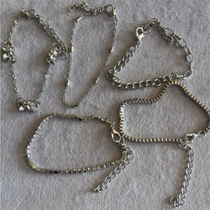 Elegant Silver Anklet Set